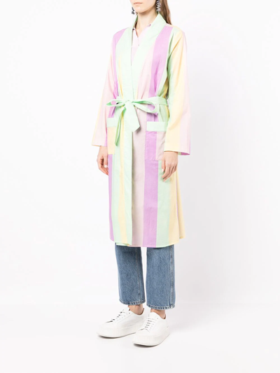 Shop Olivia Rubin Candy Stripe Tie-waist Robe Jacket In Multicolour
