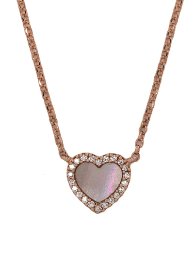 Shop Apm Monaco Nacre Heart Pendant Necklace In Rosa