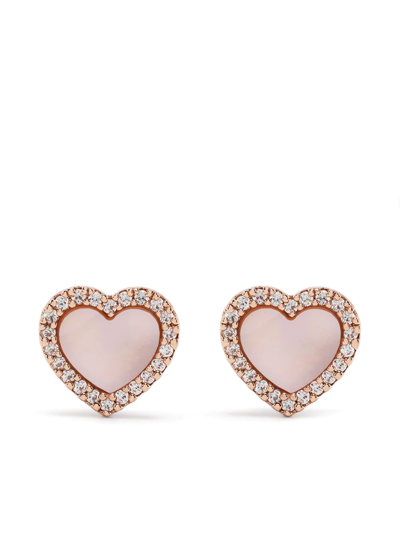 Shop Apm Monaco Heart-charm Stud Earrings In Gold