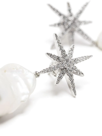Shop Apm Monaco Météorites Pearl-embellished Drop Earrings In Silber