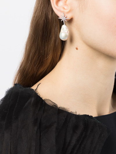 Shop Apm Monaco Météorites Pearl-embellished Drop Earrings In Silber