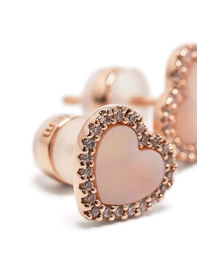Shop Apm Monaco Heart-charm Stud Earrings In Gold