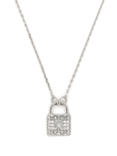 Shop Apm Monaco Micro Pavé Locket Pendant Necklace In Silber