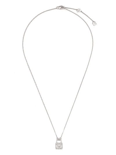 Shop Apm Monaco Micro Pavé Locket Pendant Necklace In Silber