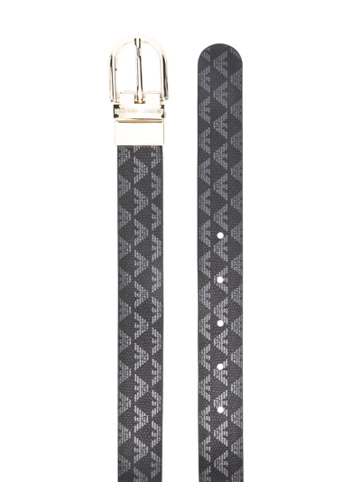 Shop Emporio Armani Monogram-print Buckle-fastening Belt In Schwarz