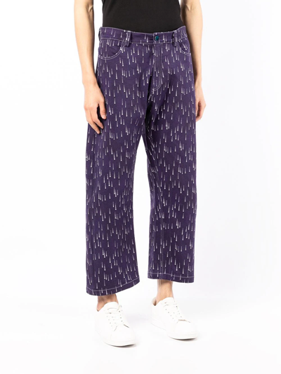 Shop Pierre-louis Mascia Raindrop-print Cropped Jeans In Violett
