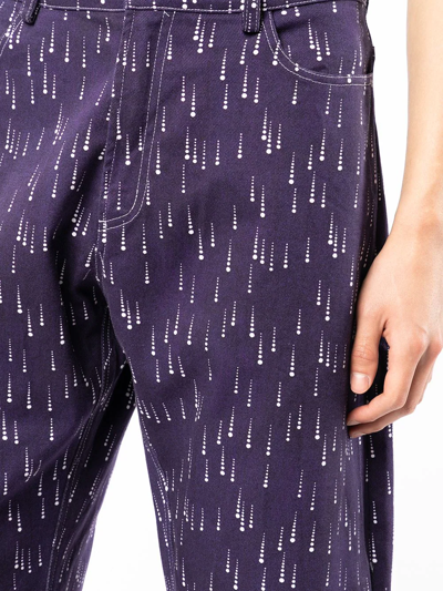 Shop Pierre-louis Mascia Raindrop-print Cropped Jeans In Violett