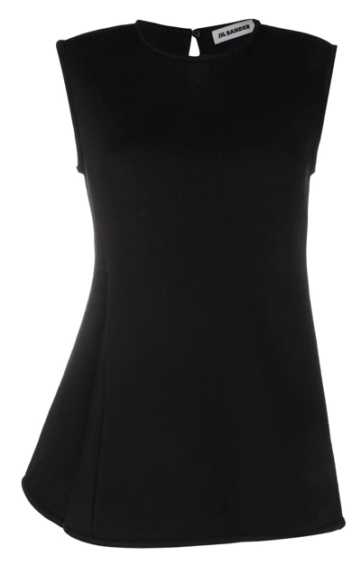 Shop Jil Sander Sleeveless Peplum Top In Schwarz