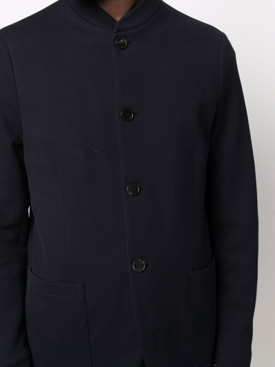 Shop Harris Wharf London Band Collar Jacket In Blau