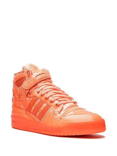 Shop Adidas Originals X Jeremy Scott Forum "dipped Orange" High-top Sneakers