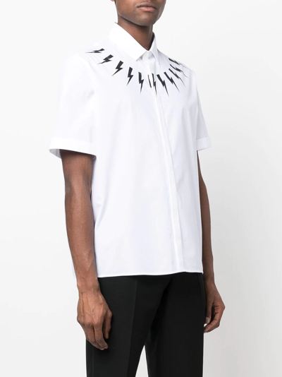 Shop Neil Barrett Thunderbolt-print Short-sleeve Shirt In Weiss