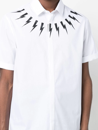Shop Neil Barrett Thunderbolt-print Short-sleeve Shirt In Weiss