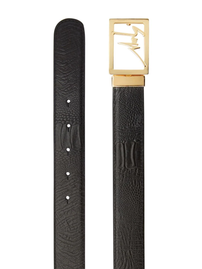 Shop Giuseppe Zanotti Linum Logo-buckle Leather Belt In Schwarz
