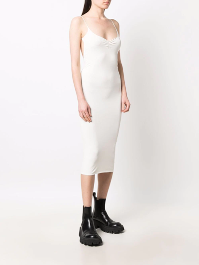 Shop Dsquared2 Ruched Backless Midi Dress In Weiss