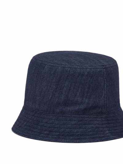 Shop Prada Triangle-logo Denim Bucket Hat In Blau