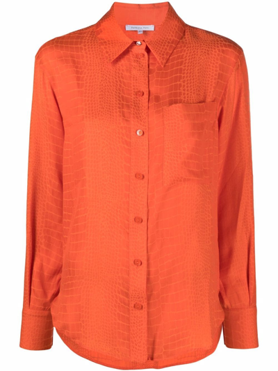 Shop Patrizia Pepe Button-up Long-sleeve Shirt In Orange