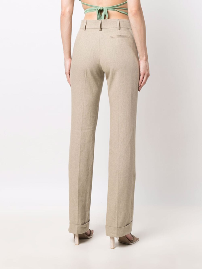 Jacquemus La Pant Textured Wide-leg High-rise Linen Trousers In Nude