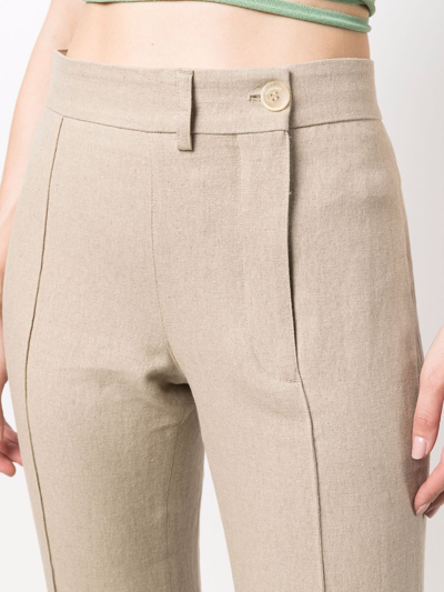 Jacquemus La Pant Textured Wide-leg High-rise Linen Trousers In Nude