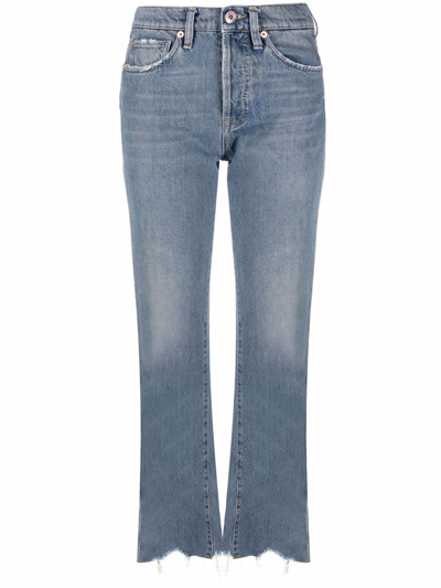 Shop 3x1 Raw-hem Straight-leg Jeans In Blau