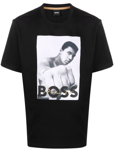 buket Kapel kinakål Hugo Boss Interlock-cotton T-shirt With Muhammad Ali Graphic- Black Men's T- shirts Size M | ModeSens