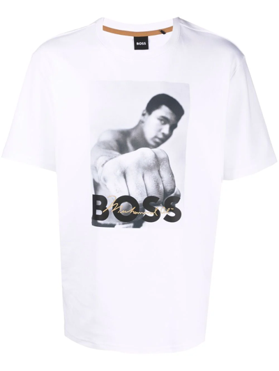 Hugo Boss Interlock-cotton T-shirt With Muhammad Ali Graphic In White |  ModeSens