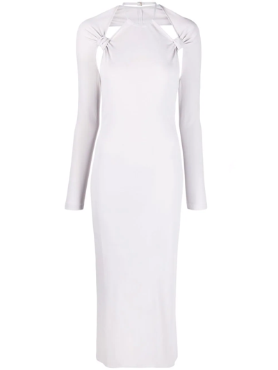 Shop Jacquemus La Robe Nodi Knotted Cut-out Dress. In Grey