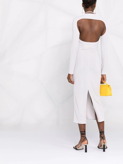 Jacquemus La Robe Nodi Knotted Cut-out Dress. In Grey
