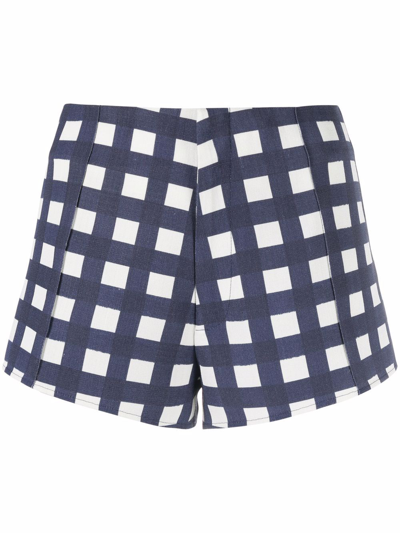 Shop Jacquemus Limao Check-print Mini Shorts In Blau