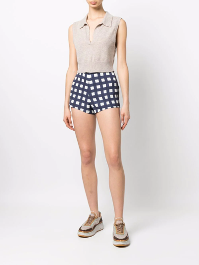 Shop Jacquemus Limao Check-print Mini Shorts In Blau