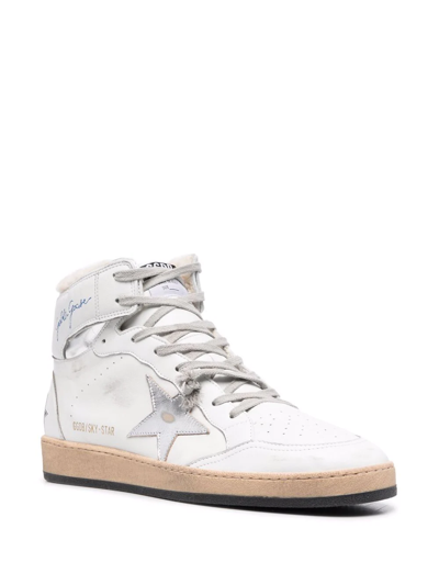Golden Goose White Sky-star High-top Sneakers In White