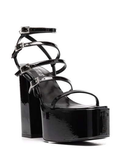 Paris Texas Strappy 135mm Platform Sandals In Schwarz