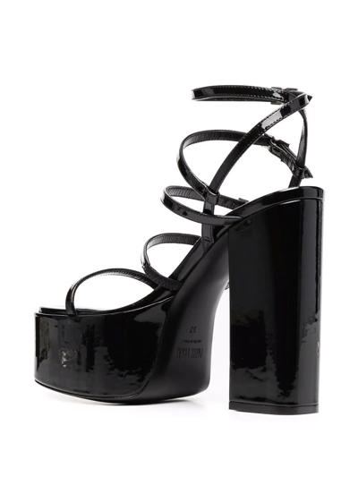 Paris Texas Strappy 135mm Platform Sandals In Schwarz