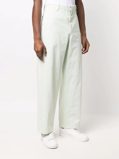 Shop Jil Sander High-waist Wide-leg Trousers In Grün