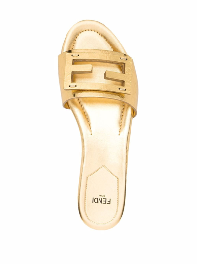 Shop Fendi Ff Logo Plaque Sandals In Gelb