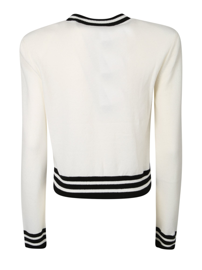 Shop Balmain Logo Sweater Cropped In White