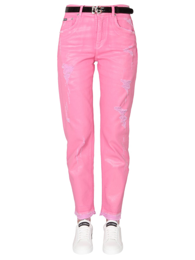 Shop Dolce & Gabbana Loose Fit Jeans In Fuchsia