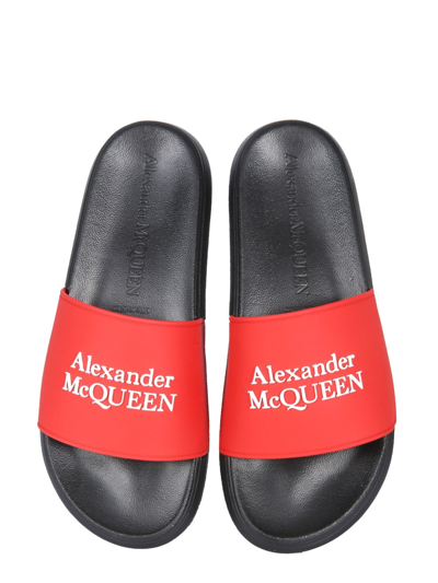 Shop Alexander Mcqueen Slide Sandals In White