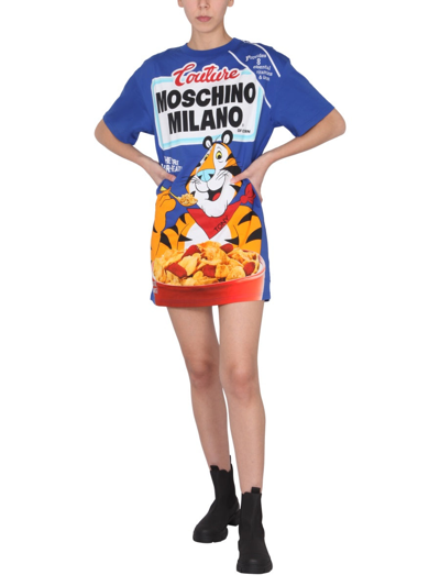 Shop Moschino "chinese New Year" Dress  X Kellogg's In Blue
