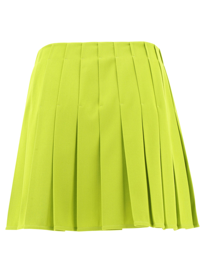 Shop Bottega Veneta Pleated Skirt With Buttons In Green