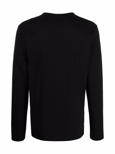 Shop Versace Logo-print Long-sleeved T-shirt In Black