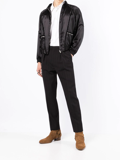 Shop Saint Laurent Teddy 80s Zip Bomber Jacket In Black