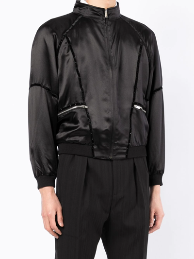 Shop Saint Laurent Teddy 80s Zip Bomber Jacket In Black