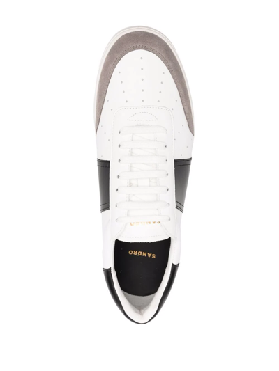 Shop Sandro Colour-block Low-top Sneakers In White