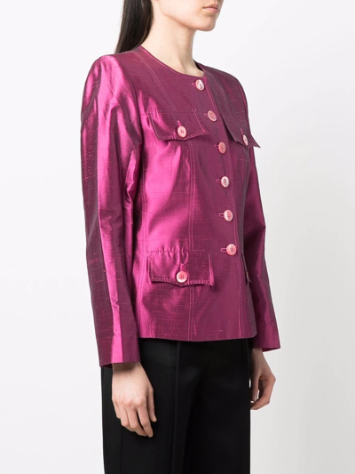Pre-owned Saint Laurent 2000s Single-breasted Silk Jacket In Pink