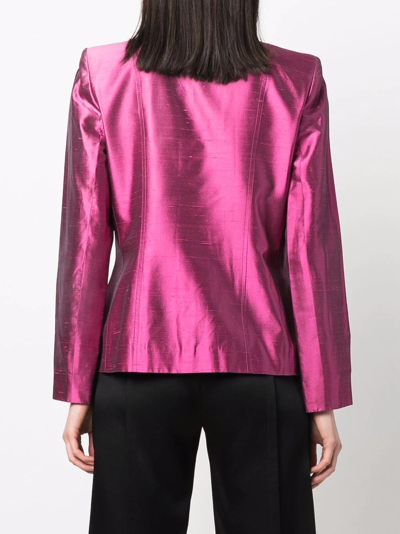 Pre-owned Saint Laurent 单排扣真丝夹克（2000年代典藏款） In Pink
