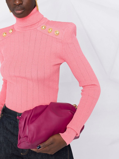Shop Balmain Roll-neck Knit Jumper In Pink