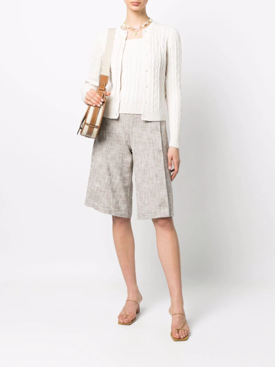 Ralph Lauren Cable-knit Scoop-neck Top In Neutrals