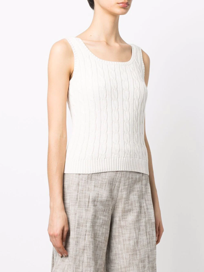 Ralph Lauren Cable-knit Scoop-neck Top In Neutrals