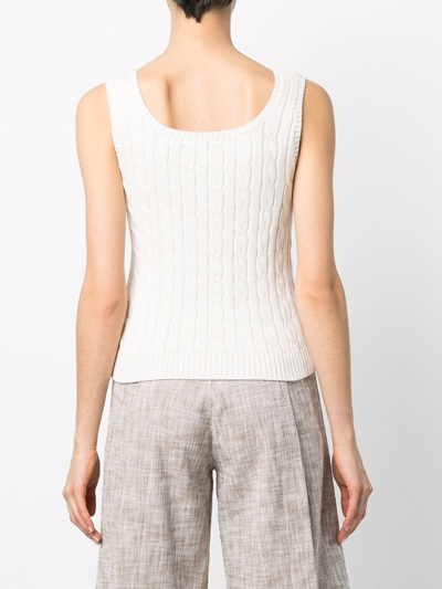 Ralph Lauren Cable-knit Scoop-neck Top In Neutrals