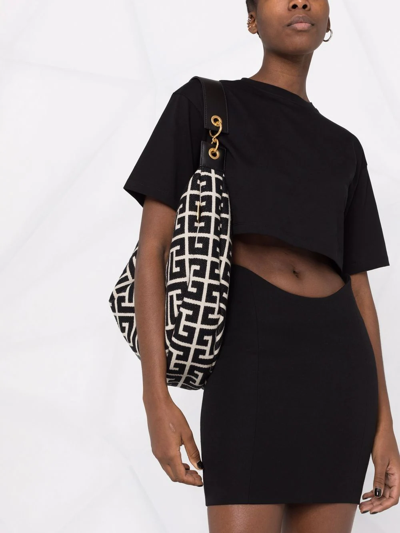 Shop Balmain Curved Waist Fitted Skirt In Black